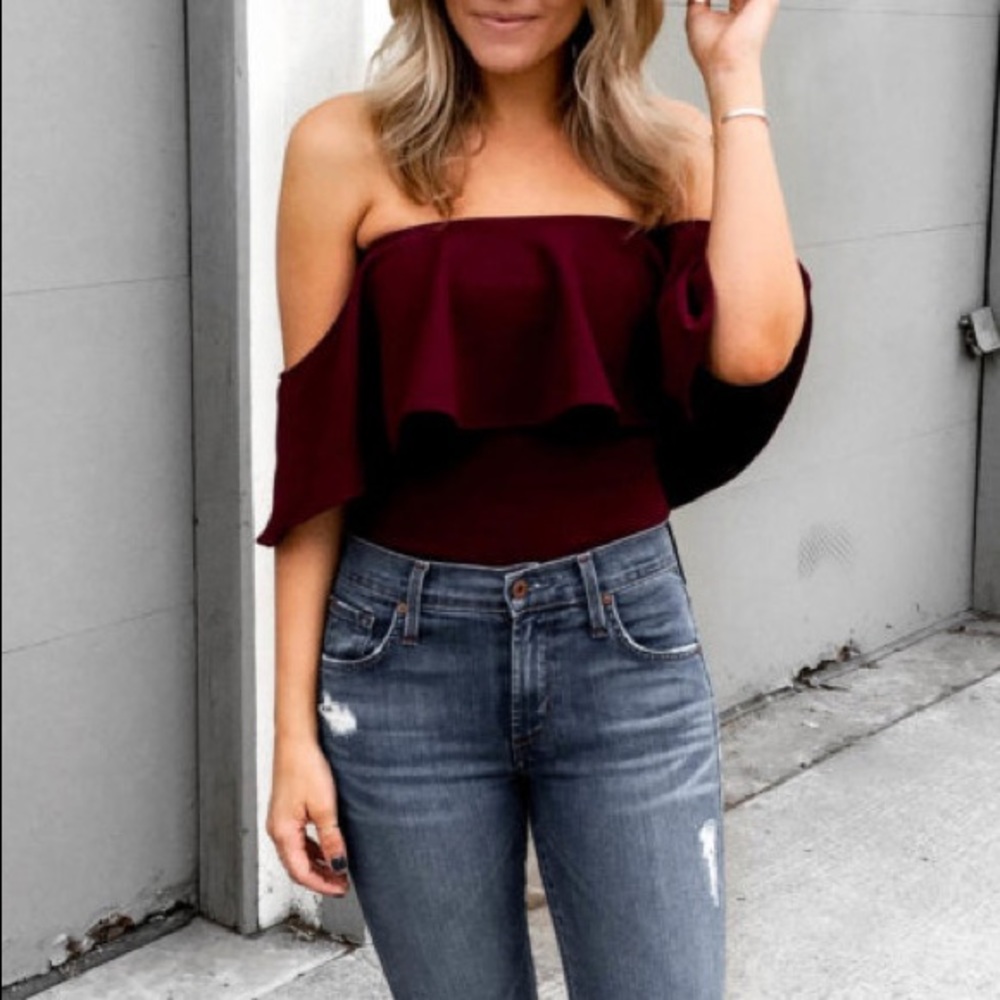 Maroon Off-the-Shoulder Blouse